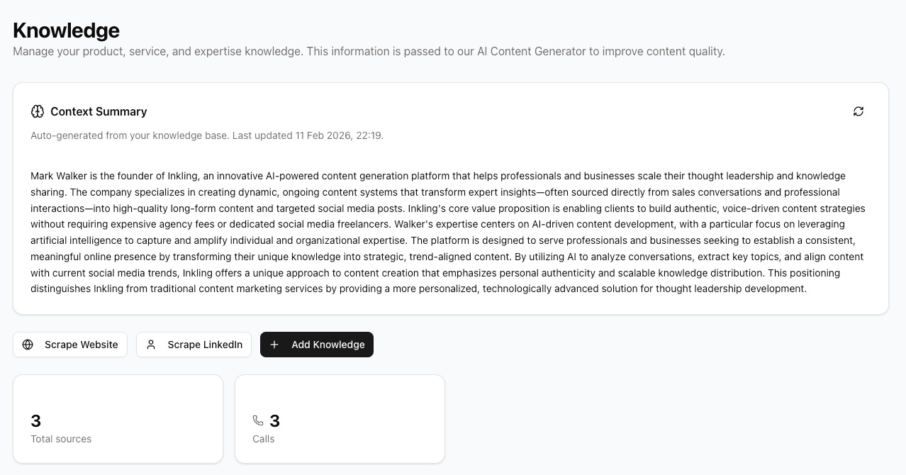Knowledge base interface showing document sources and semantic search