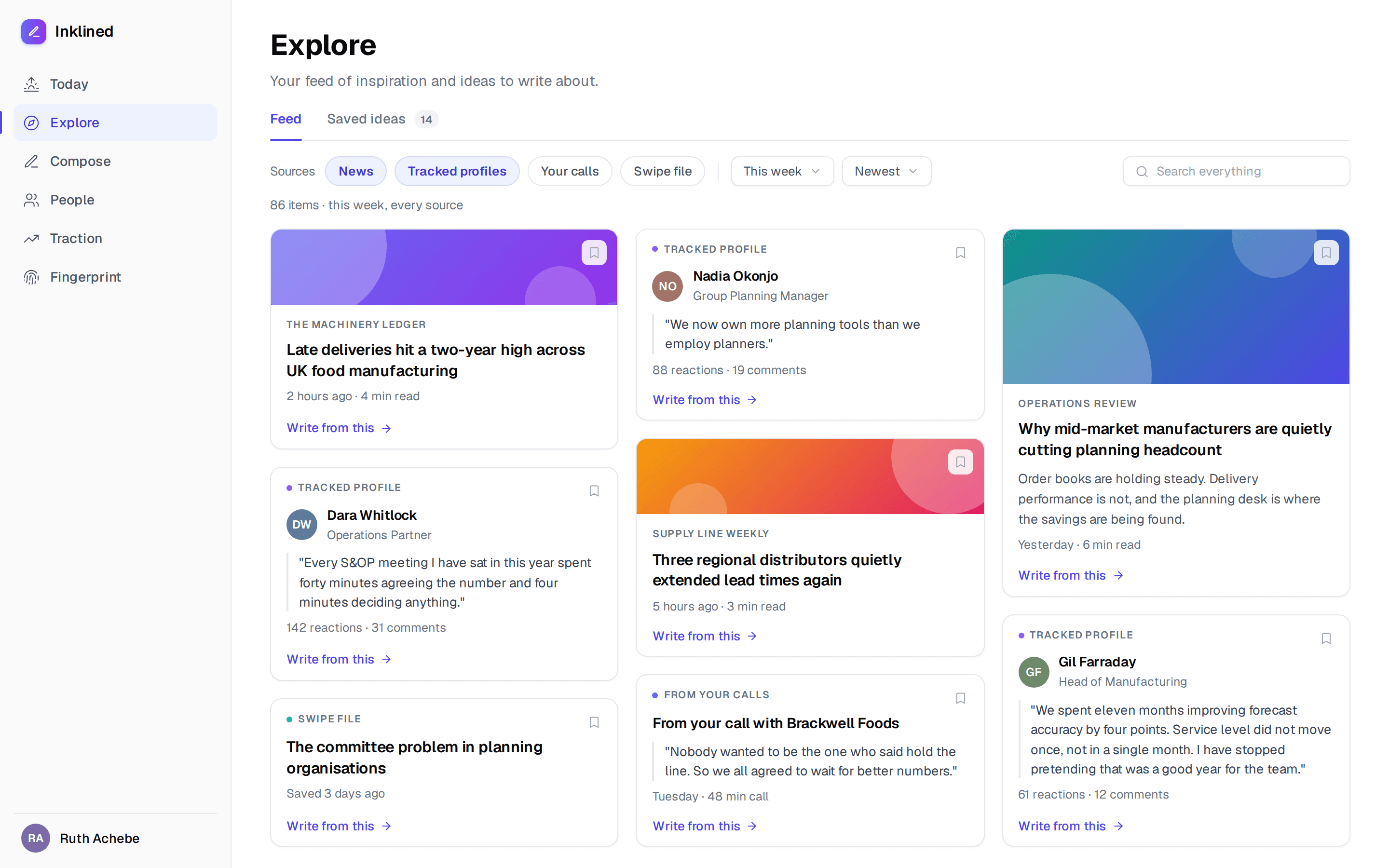 The Explore feed with its source, timeframe and sort filters